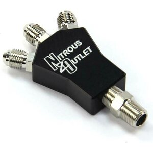 Nitrous Outlet 50-01723 - Powersports 1 In 3 Out Distribution Block w/Fitting s 1/8 Inch NPT Male Inlet 3AN Male Outlets