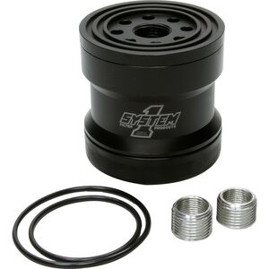 System One - 209-361B - Billet Oil Filter w/Blt Cap 45 Micron - Black