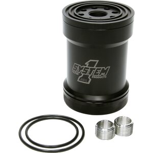 System One - 209-561B - Billet Oil Filter w/Blt Cap 45 Micron - Black