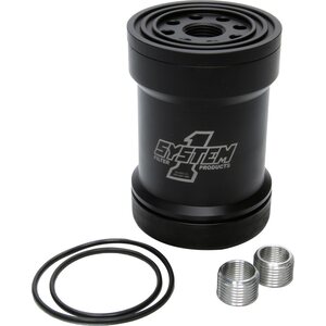 System One - 209-571B - Billet Oil Filter w/Blt Cap 75 Micron - Black