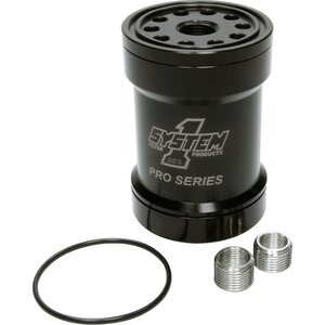 System One - 209-571BPS - Billet Oil Filter w/Blt Cap 75 Micron - Black
