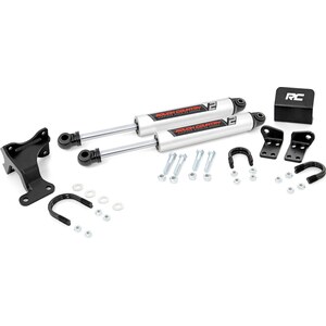 Rough Country - 8734970 - 07-18 Jeep Wrangler JK Dual Steering Stabilizer