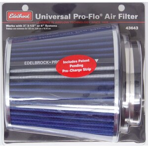 Edelbrock - 43643 - Pro-Flo Air Filter Cone 6.70 Tall Blue/Chrome