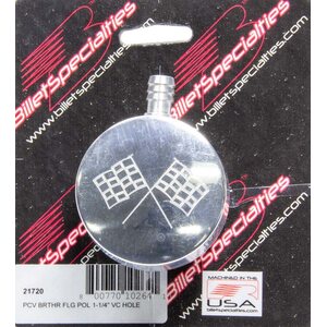 Billet Specialties - 21720 - Polished PCV Breather Cross-Flags Logo