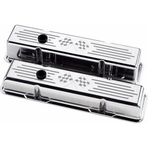 Billet Specialties - 95227 - Polished SBC Tall V/C Checkered Flag
