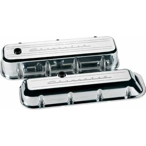 Billet Specialties - 96023 - BBC Valve Covers Chevy Logo Short