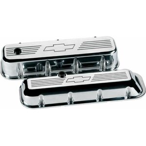 Billet Specialties - 96121 - BBC Valve Covers Bowtie Logo Tall