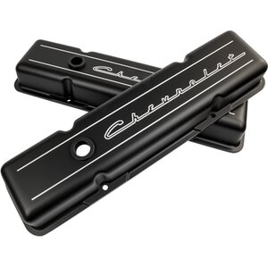 Billet Specialties - BLK95123 - Valve Cover SBC Short Chevrolet Logo Black