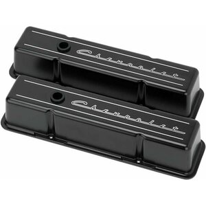 Billet Specialties - BLK95223 - SBC Tall Valve Covers Chevrolet Script Black