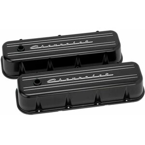 Billet Specialties - BLK96123 - BBC Tall Valve Cover Chevrolet Script Black