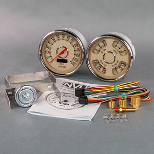 New Vintage USA - 37205-02 - Woodward 2 Gauge Kit 5in Speedo/Quad Beige