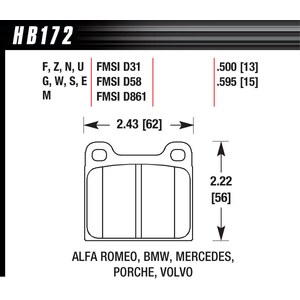 Hawk - HB172E.595 - Hawk Hb 172E.595 - Brake Pad Alfa Romeo / Porsche / Saab / Volvo 1964-2000