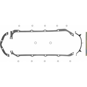 Fel-Pro - 1814 - Fel-Pro - Pro - 1814 - Oil Pan Gasket - 0.094 In Thick - Multi-Piece - Rubber Coated Fiber - Pontiac V 8 - 3 Hole Flange