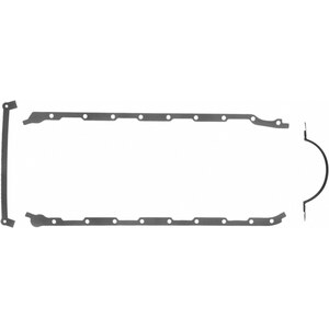 Fel-Pro - 1893 - Oil Pan Gasket - 0.094 in Thick - Trimmed - Multi-Piece - Steel Core Rubber Coated Fiber - BBC