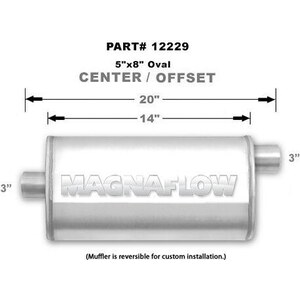 Magnaflow - 12229 - 3 in Center Inlet - 3 in Offset Outlet - 14 x 8 x 5 in Oval Body - 20 in Long