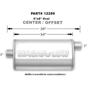 Magnaflow - 12289 - 3 In Center Inlet - 3 In Offset Outlet - 24 X 8 X 5 In Oval Body - 30 In Long