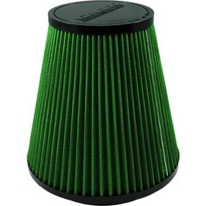 Green Filter - 7201 - Air Filter Element - Clamp-On - Conical - 7.75 In Diameter Base - 4.75 In Diameter Top - 7.75 In Tall - 5.5 In Flange - Reusable Cotton - Green - Universal