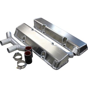 Kevko Oil Pans & Components - VC208-5CO2 - SBC Fab Valve Cover Set Dual Crossover Breather