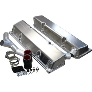 Kevko Oil Pans & Components - VC208WO-5CO1 - SBC Fab Valve Cover Set Sgl Crossover Breathe