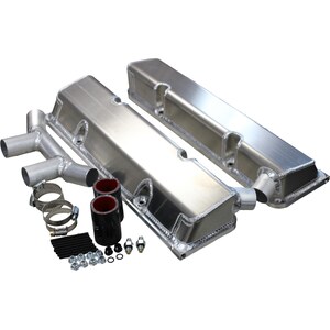 Kevko Oil Pans & Components - VC208WO-5CO2 - SBC Fab Valve Cover Set Dual Crossover Breather