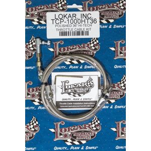 Lokar - TCP-1000HT36 - Hi-Tech Throttle Cable Kit 36in Stainless