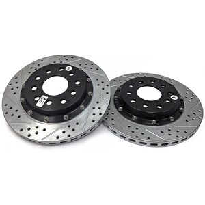 Baer Brakes - 2302019 - Brake Rotor - EradiSpeed + - Rear - Directional / Drilled / Slotted - 12.000 in OD - 2 Piece - Iron - Natural - GM Y-Body 1988-96