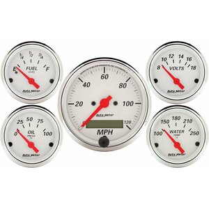 AutoMeter - 1302 - Arctic White Gauge Kit W/Red Pointer