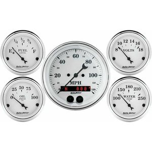 AutoMeter - 1650 - Old Tyme White Gauge Kit w/GPS Speedo