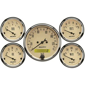 AutoMeter - 1809-M - A/B 5pc. Gauge Kit w/ Elec. Speedo - Metric