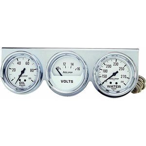 AutoMeter - 2329 - 2-5/8in Oil/Volt/Water Chrome Console