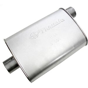 Dynomax - 17633 - Muffler - Hush Super Turbo - 2-1/2 In Offset Inlet - 2-1/2 In Center Outlet - 14 X 9-3/4 X 4-1/4 In Oval - 18-1/2