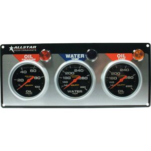 Allstar Performance - ALL80122 - 3 Gauge Panel A/M OP/WT/OT Liquid Filled